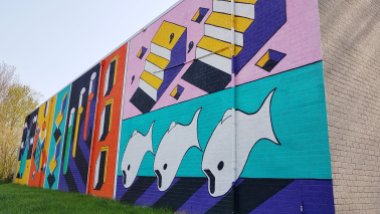 Kleurrijke muur in Deventer